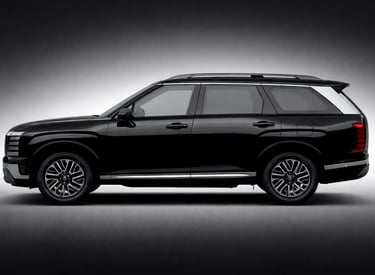 Hyundai Palisade 2027 preto com design moderno, versão Black Ink e motor híbrido