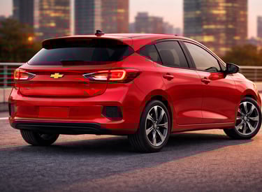 traseira do novo celta 2026 hatch moderno vermelho