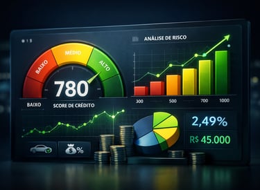 tabela de score para financiamento de carro com gráfico de crédito e análise de risco