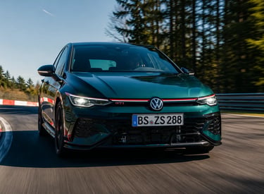 Volkswagen Golf GTI Edition 50 em curva de alta velocidade em Nürburgring