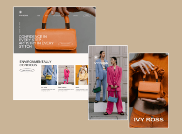 Ivy Ross brand and web design for a environmentally conscious luxury bag brand l