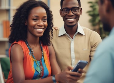 A group of diverse individuals collaborating around digital devices, symbolizing financial connectivity.