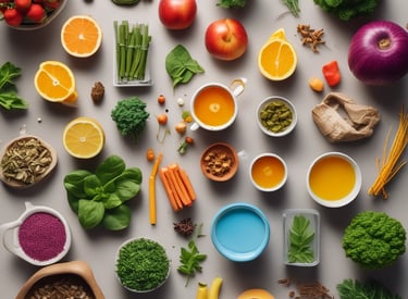 A vibrant image depicting a healthy lifestyle with fitness activities and nutritious foods.