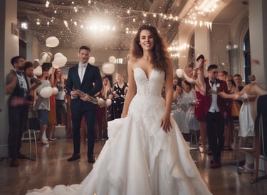 A professional video camera is mounted on a crane or jib arm against a backdrop of bright stage lights and colorful screens. The setup suggests a live event or production setting, with beams of light shining through the space.