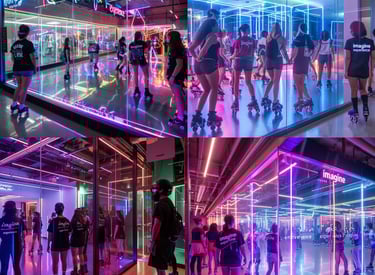 a group of people rollerblading on roller skateboards