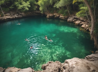 a person jumping into a body of water