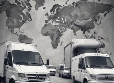 A delivery person wearing a blue jacket and a large blue backpack with the logo 'stuart Same Day Delivery' is standing next to a blue bicycle. The person is facing away from the camera, and they are near storefronts including a Zara store. Other people are visible in the background, along with various street elements such as bollards and signs.