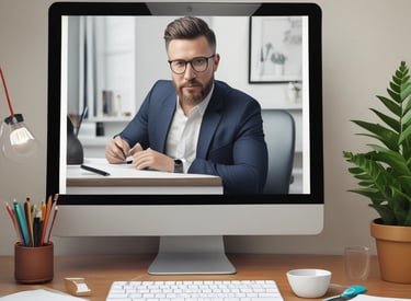 Futuristic website layout displayed on multiple digital screens.