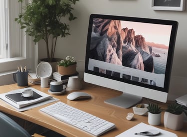 Soft pastel-colored photo studio with elegant feminine decor