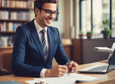 A professional consultant discussing loan options with a client in an office.