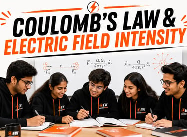 Coulomb's Law and Electric Field Intensity explained with point charge diagrams, electric force form