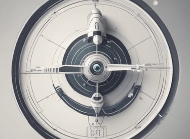 futristsic Product timelines - spaceship shuttle in the middle of it