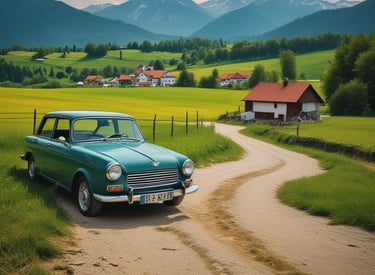A wooden cabin is nestled among lush green hills and surrounded by a vineyard. The vines are neatly arranged in rows, and the area is abundant with green foliage from various trees and plants. The landscape is vibrant and healthy, showcasing the beauty of nature in a rural setting.