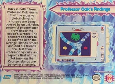 29 Professor Oak's Findings Topps Pokémon The Movie 2000 back