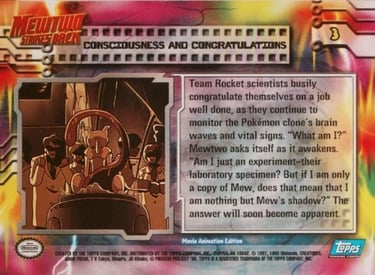 3 Consciousness and Congratulations Topps Pokemon The First Movie back