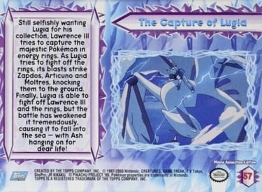 57 The Capture Of Lugia Topps Pokémon The Movie 2000 back