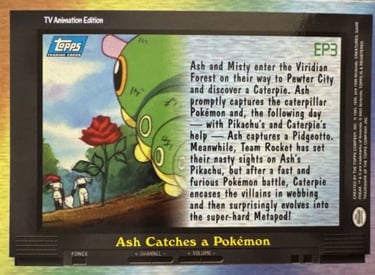 EP3 Ash Catches a Pokémon Topps Pokémon series 2 US back