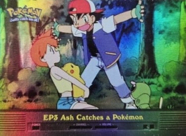 EP3 Ash Catches a Pokémon Topps Pokémon series 2 US rainbow foil