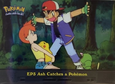EP3 Ash Catches a Pokémon Topps Pokémon series 2 US silver foil