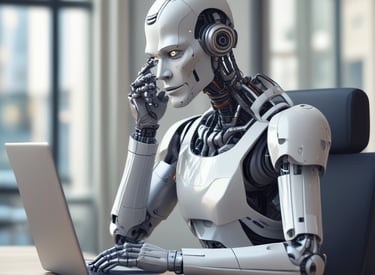 A user receiving an automated phone call from an AI sales agent, smiling and engaged.