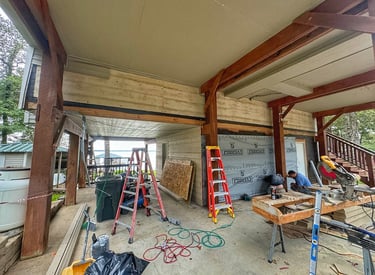 In-process photo of a renovation of a customer's siding in Flint, TX