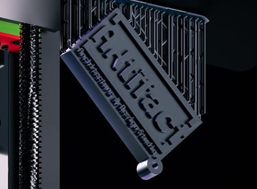 a 3d printed logo keychain 