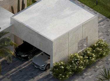a car parked in front of a building