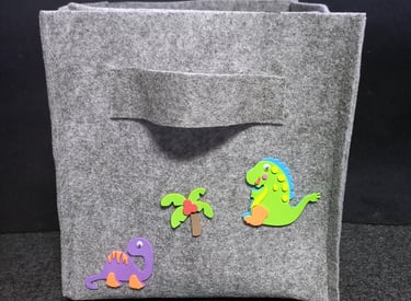 Storage box with stick figures