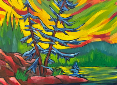 Oil painting of a Muskoka Sunset by Mitch Gillick