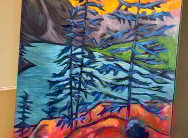 Oil painting of Moraine Lake, Banff AB by Mitch Gillick