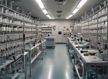 a man in a lab coat and a microscope