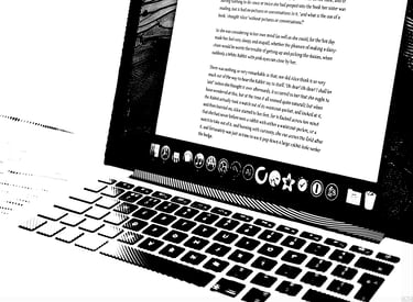 Laptop with a document on screen