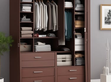 A detailed view of a textured surface featuring brown and white patterns, with a prominent leather tag embossed with the text 'Furniture'. The tag is placed on a soft fabric, contributing to a cozy aesthetic.