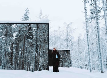Luxury hotel in Lapland surrounded by snowy forest at Olo Resort Levi