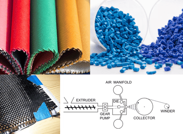 Nonwovens, meltblown, spunbond, plastic pellets, carbon fiber, glass fiber