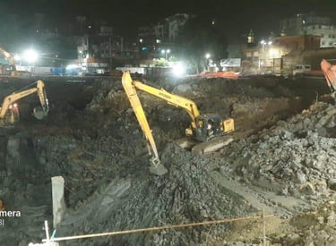 a construction site with construction equipment and construction equipment