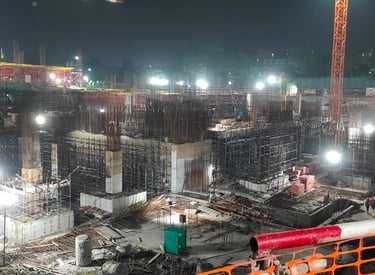 a construction site with a crane and a crane