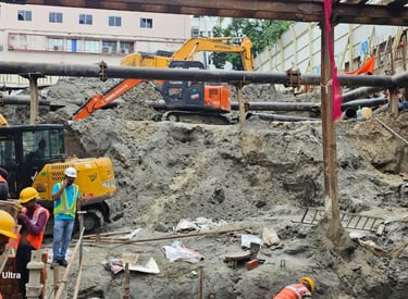 a group of construction workers working on a construction site