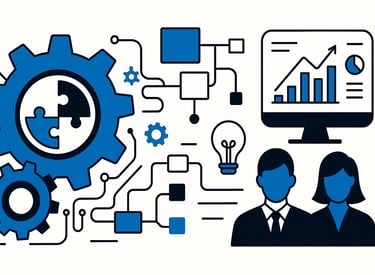 engrenagens trabalhando e um homem de negócios ao lado