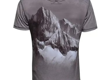 a mountaintopped t - shirt with a mountain view of the mountains