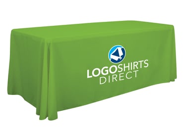 a table cloth tablecloth with a logo on it