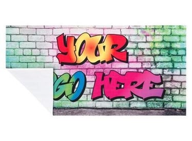 a colorful graffiti - style wallpaper featuring a brick wall with a colorful graffiti -