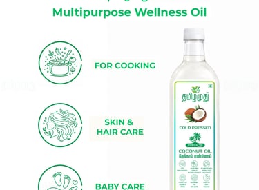 Tamilamuthu Pure Coconut Oil Perfect for Cooking, Skin, Hair and Baby Care