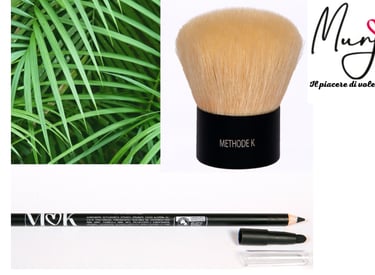 Pennello kabuki pelo naturale di capra viso&corpo e la Matita Nero Mat Bio certificata