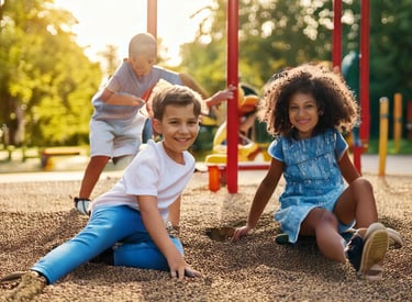 niños jugando en la arena