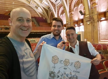 Matt Parker with James Syrett and James Wenn at the Ipswich Corn Exchange