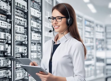 A tech workspace with two computer monitors displaying a variety of applications. The left monitor shows a communication platform, while the right one is filled with a multi-column interface for managing tasks or projects. A keyboard, mouse, headphones, and a laptop are on the desk, along with a smartphone and various stationery items. Dim ambient lighting creates a focused and somewhat secluded atmosphere.
