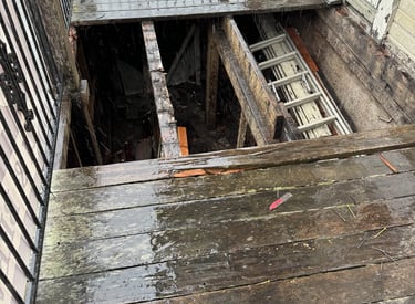 rotted wooden deck