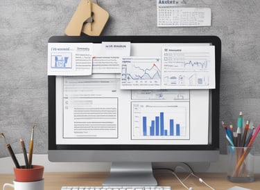 A person is seated at a wooden desk, focused on editing a video. The open laptop screen displays video editing software featuring various tools and timeline sections. The lighting is soft and warm, creating a relaxed ambiance.