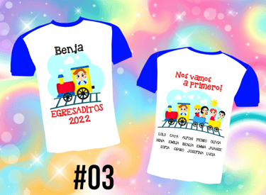Remera para egresados de Jardin de Infantes con diseño de tren
